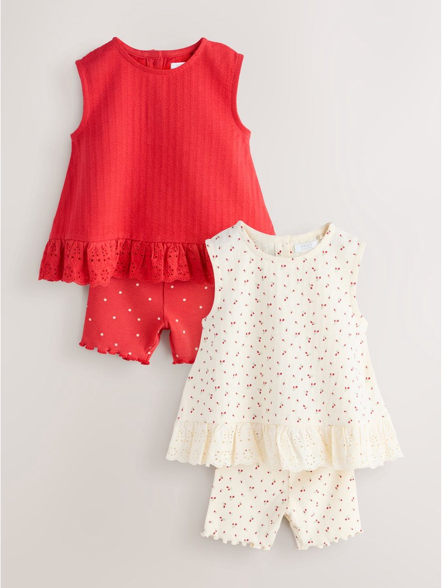Next - Meisjes - Set van 2 hemdjes en shorts - Rood