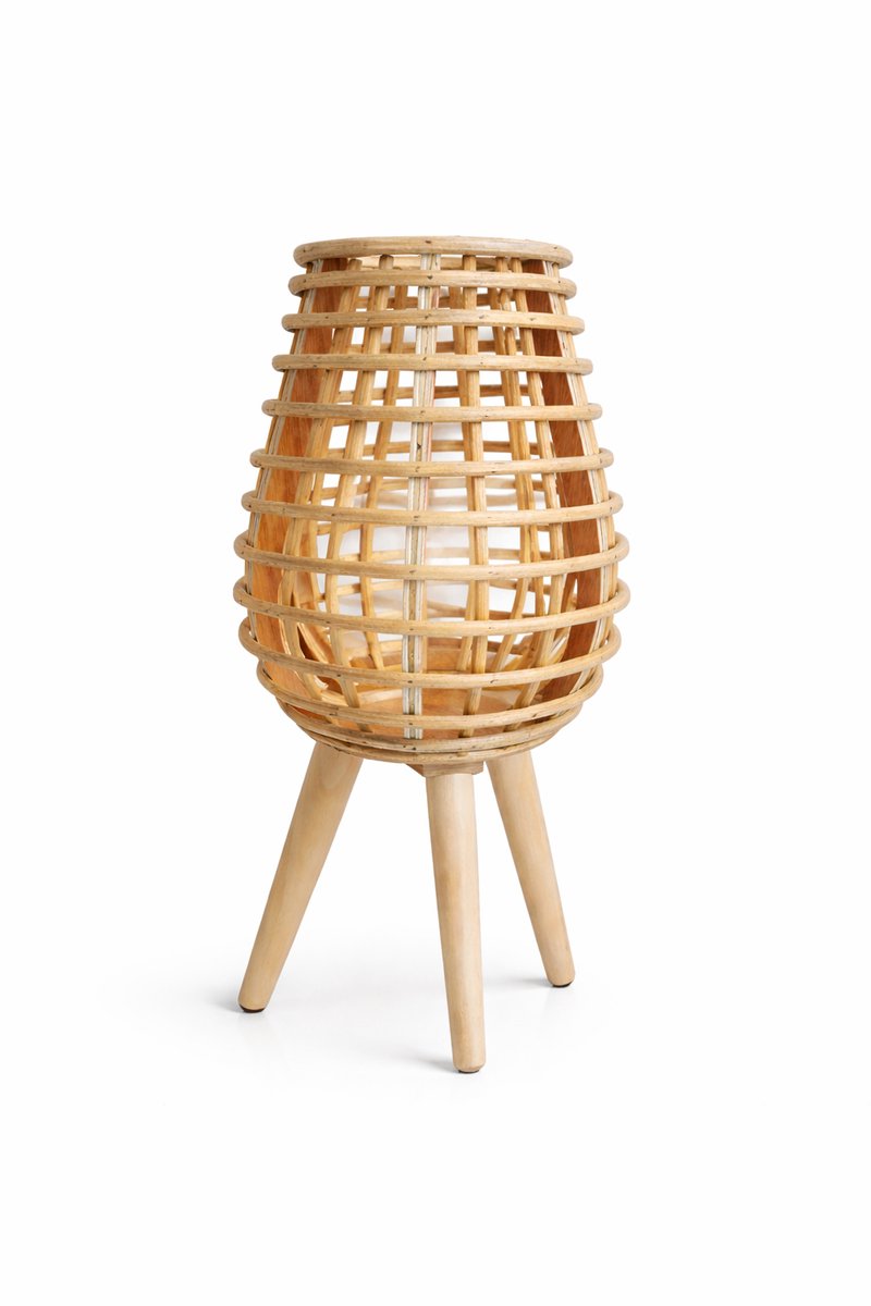 Kleine Staande Lamp Rotan – Ninh Binh Table Shade – Naturel – Handgemaakt – 50 cm – Zonder fitting – Boho / Japandi