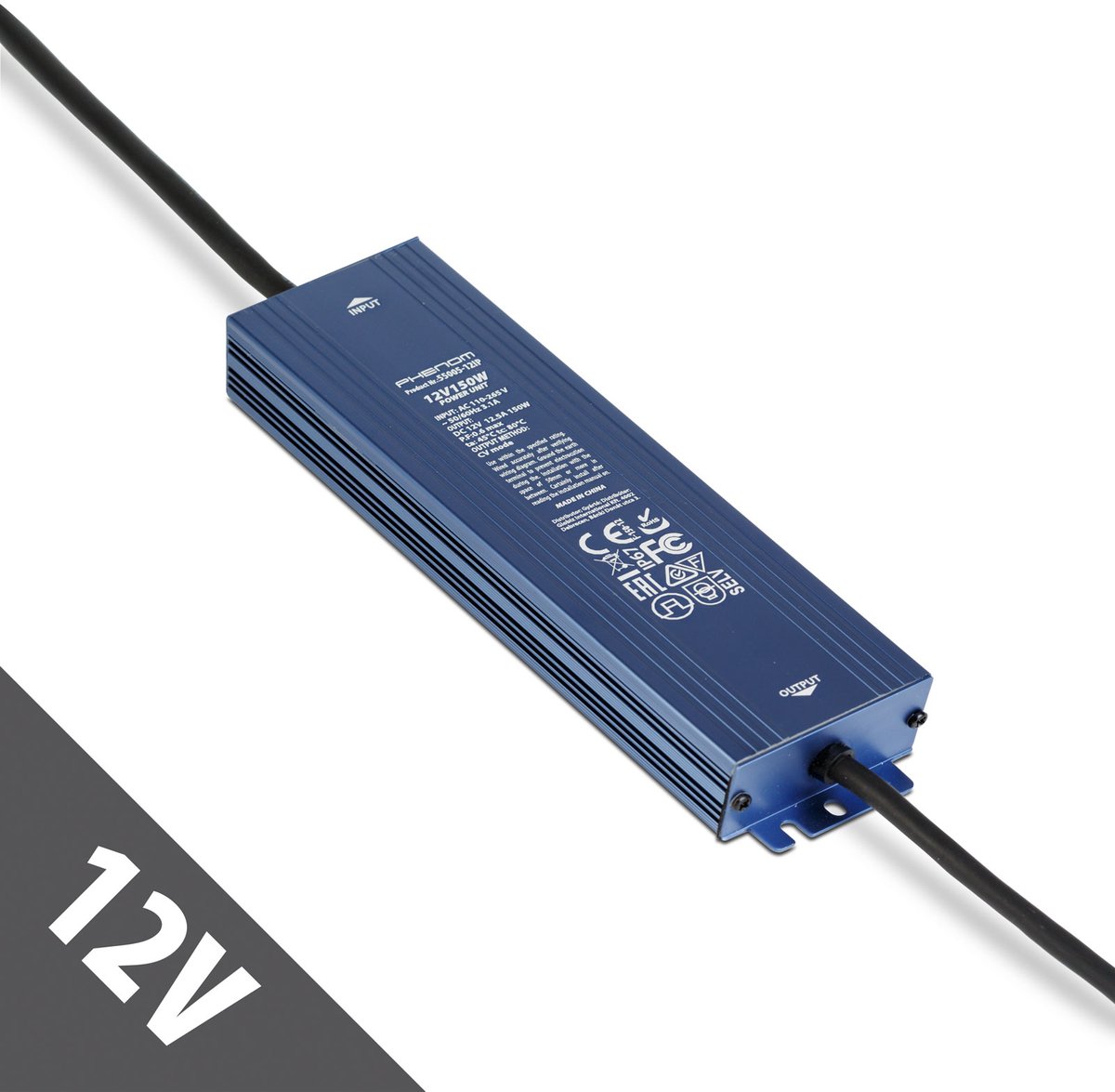 LED Voeding 12V 150W IP67 Waterdicht - Transformator 12V DC 12,5A - LED Driver Voor Buiten - Geschikt Voor LED Strip, Camera En Tuinverlichting [55005-12IP]