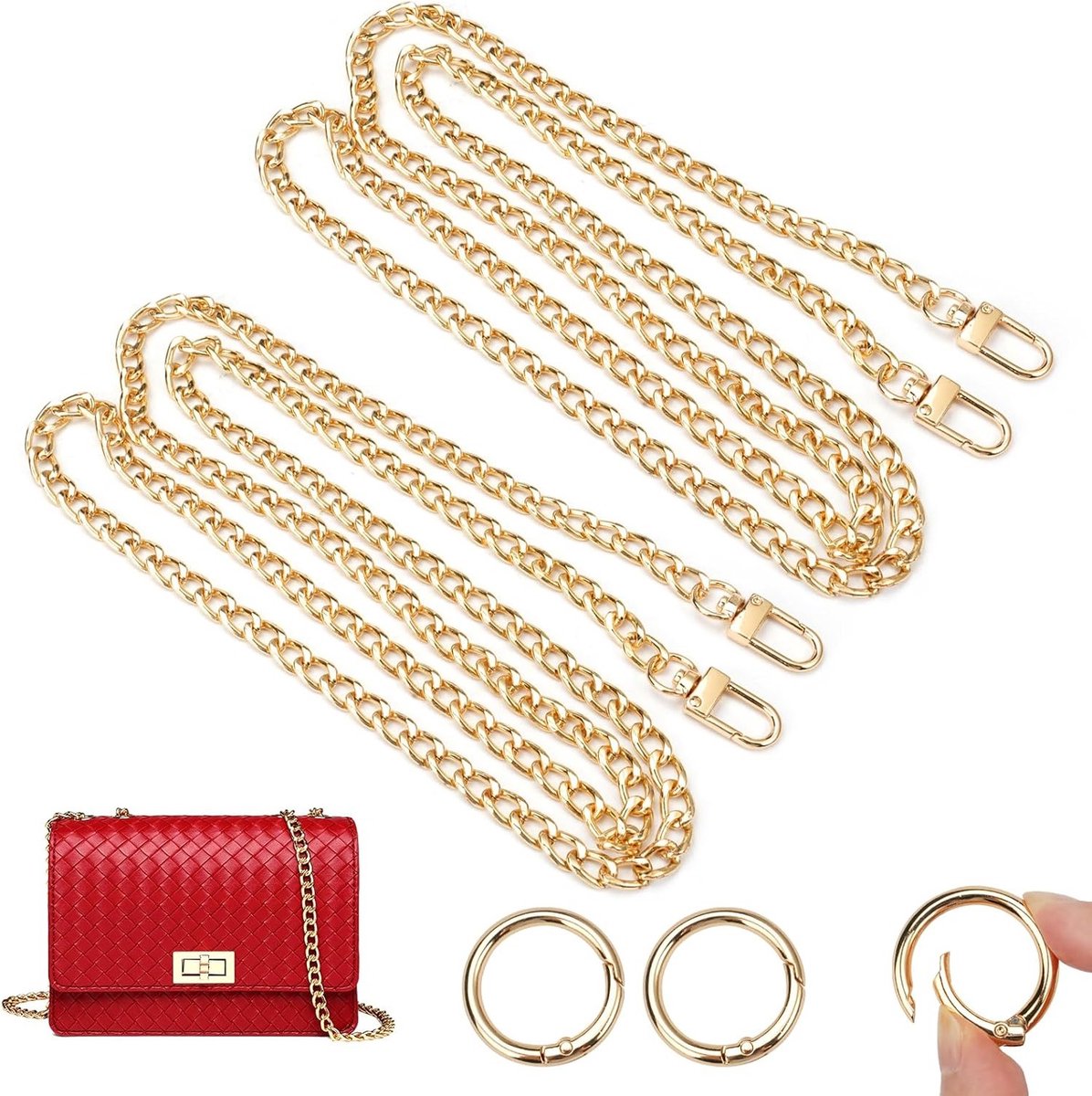 Gouden Schouderband van Metaal 120 cm - Vervangende Ketting voor Handtassen, DIY Accessoire, Ideaal voor Dameshandtassen
