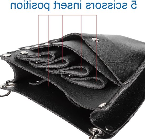 Leren Schaar Tas voor Kappers, Multi-Functionele Schaar Houder met Afneembare Band, Ideaal voor Kappers en Haarstylisten, Handig en Duurzaam Accessoire van Merkloos — afbeelding 4