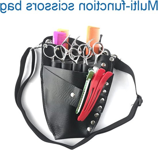 Leren Schaar Tas voor Kappers, Multi-Functionele Schaar Houder met Afneembare Band, Ideaal voor Kappers en Haarstylisten, Handig en Duurzaam Accessoire van Merkloos — afbeelding 2