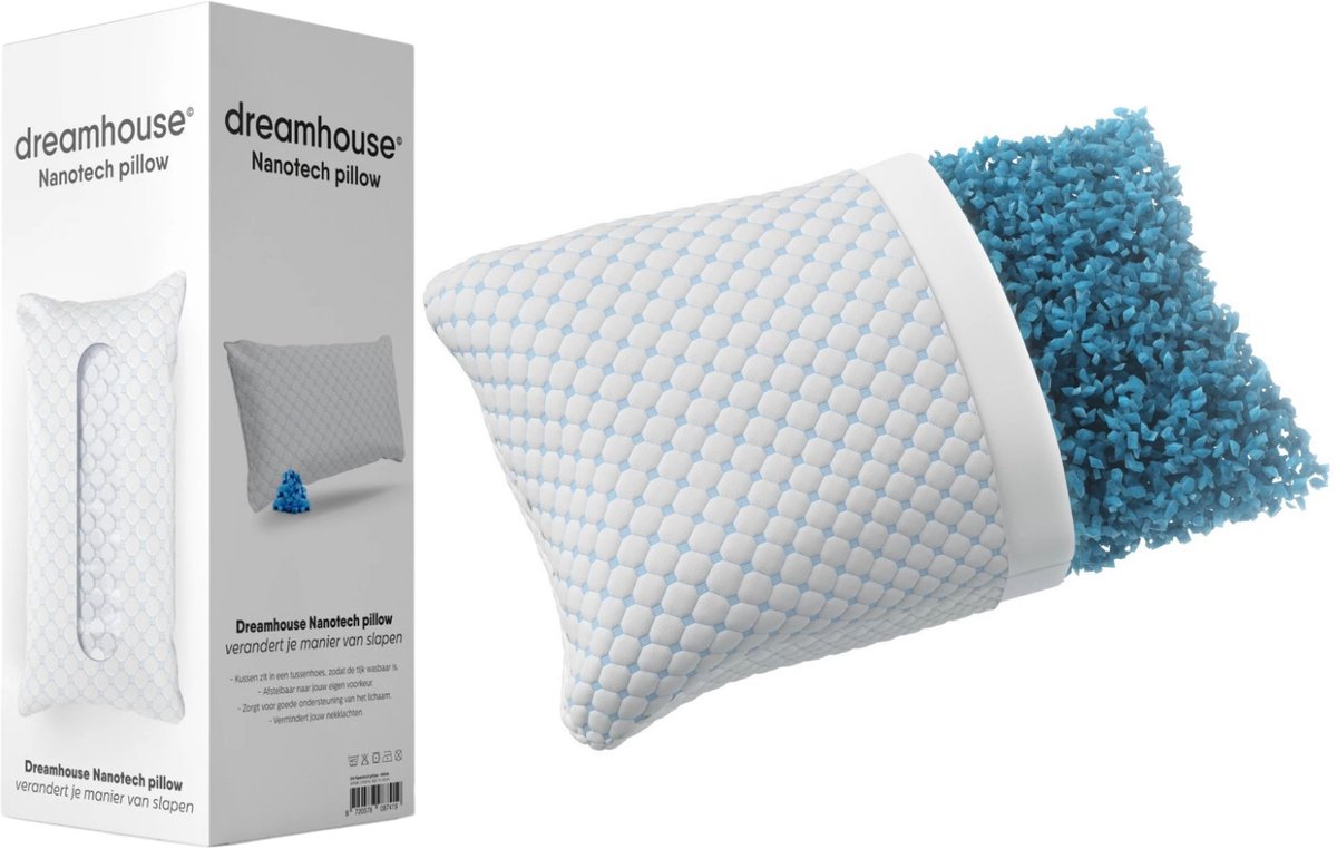 BSS Bedding Dreamhouse Pillow - Hoofdkussen - 50x70 cm - Verstelbaar Memory Foam Kussen - Koelende Blue Cell - Bamboe Hoes - Wasbaar