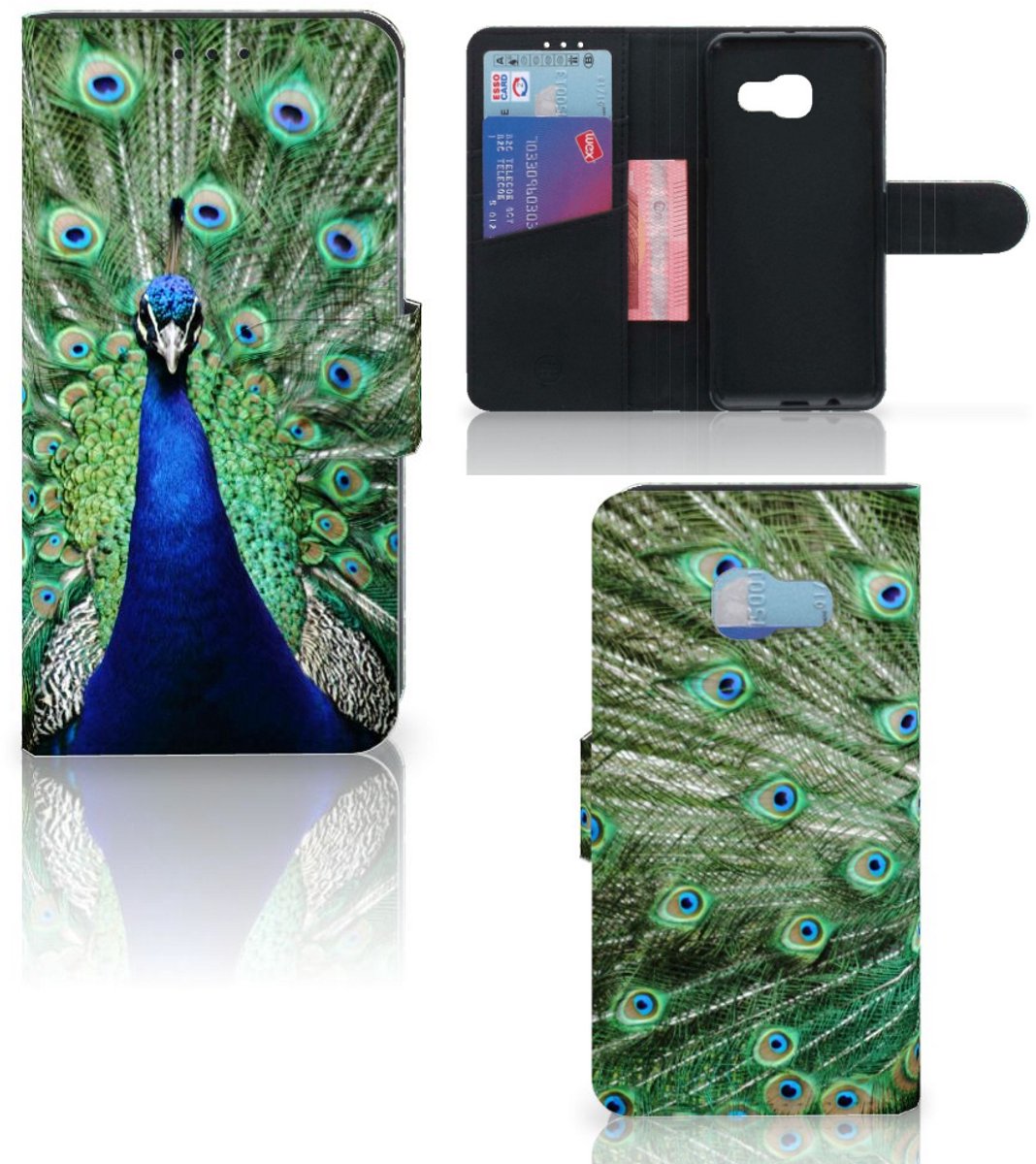 Samsung Galaxy A3 2017 Telefoonhoesje met Pasjes Pauw