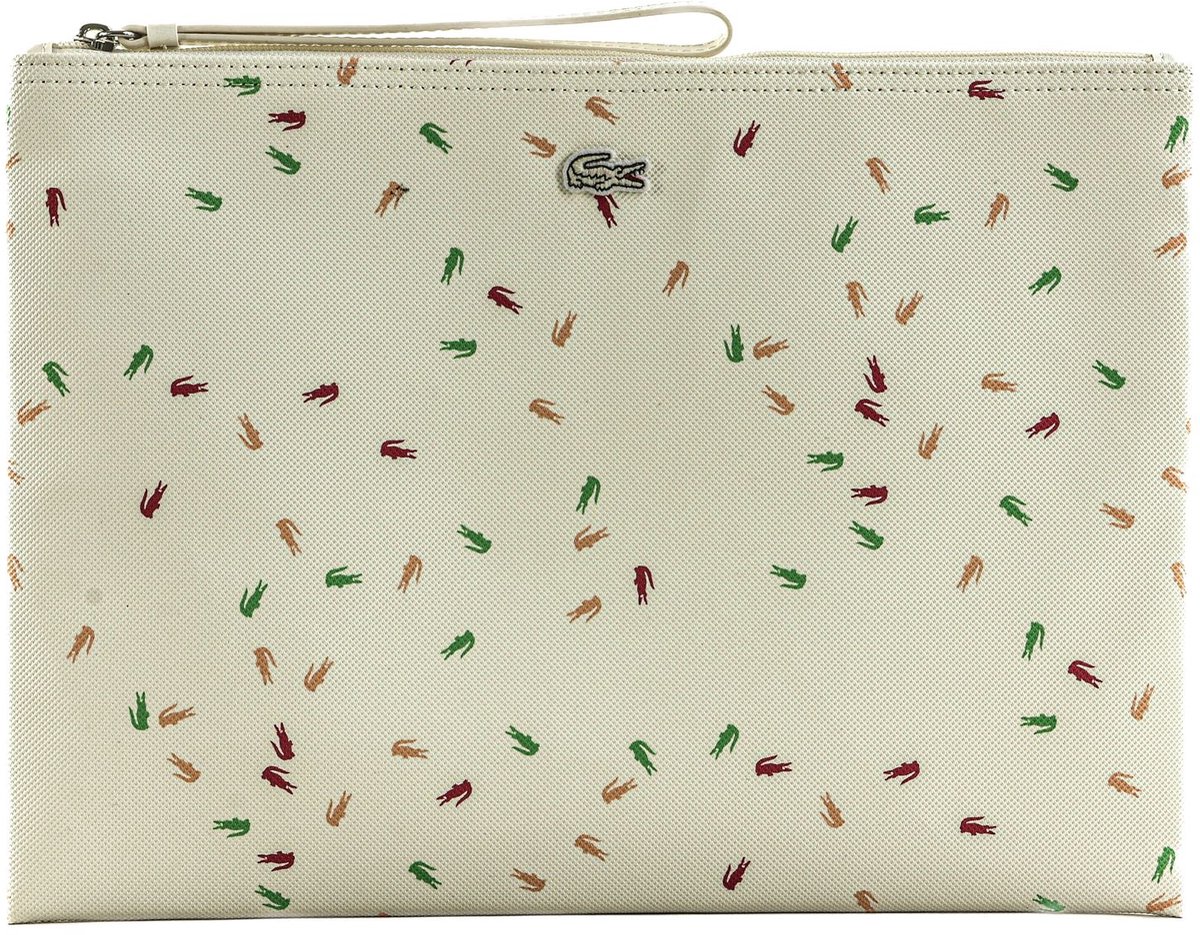 LACOSTE Koppeling Clutch Confetti Croc Farine Wit