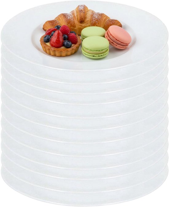 12x Assiettes à dessert / gâteau verre blanc 18 cm - Petites assiettes en verre