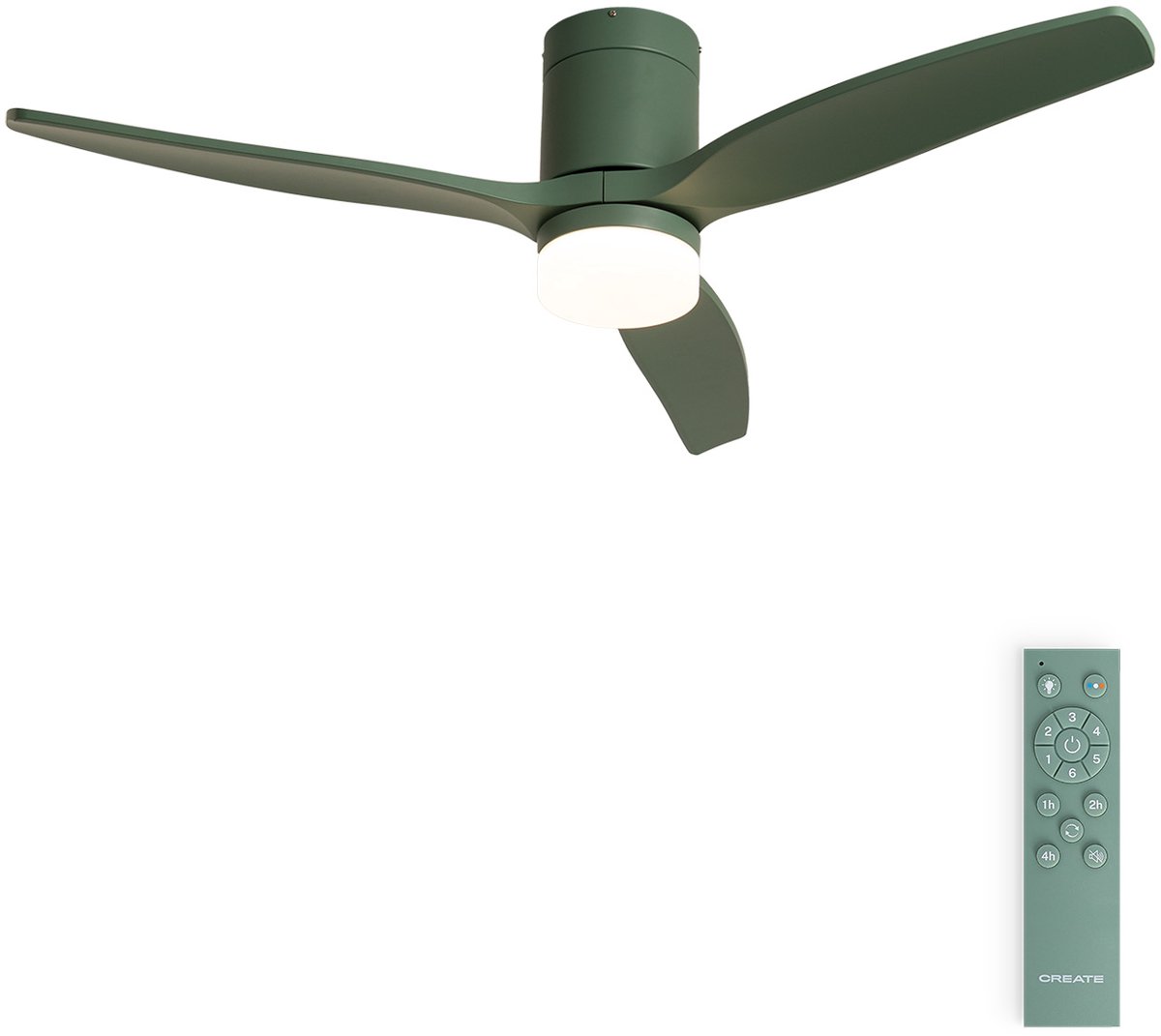 CREATE - Stille 40W plafondventilator met technische ABS bladen in verschillende maten - S - Met licht - Afstandsbediening - WIND CALM