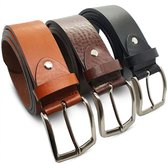 Safekeepers Ensemble de ceintures en cuir italien de luxe – 3 pièces – Noir, Cognac & Marron foncé – 4 cm de large – Cuir véritable