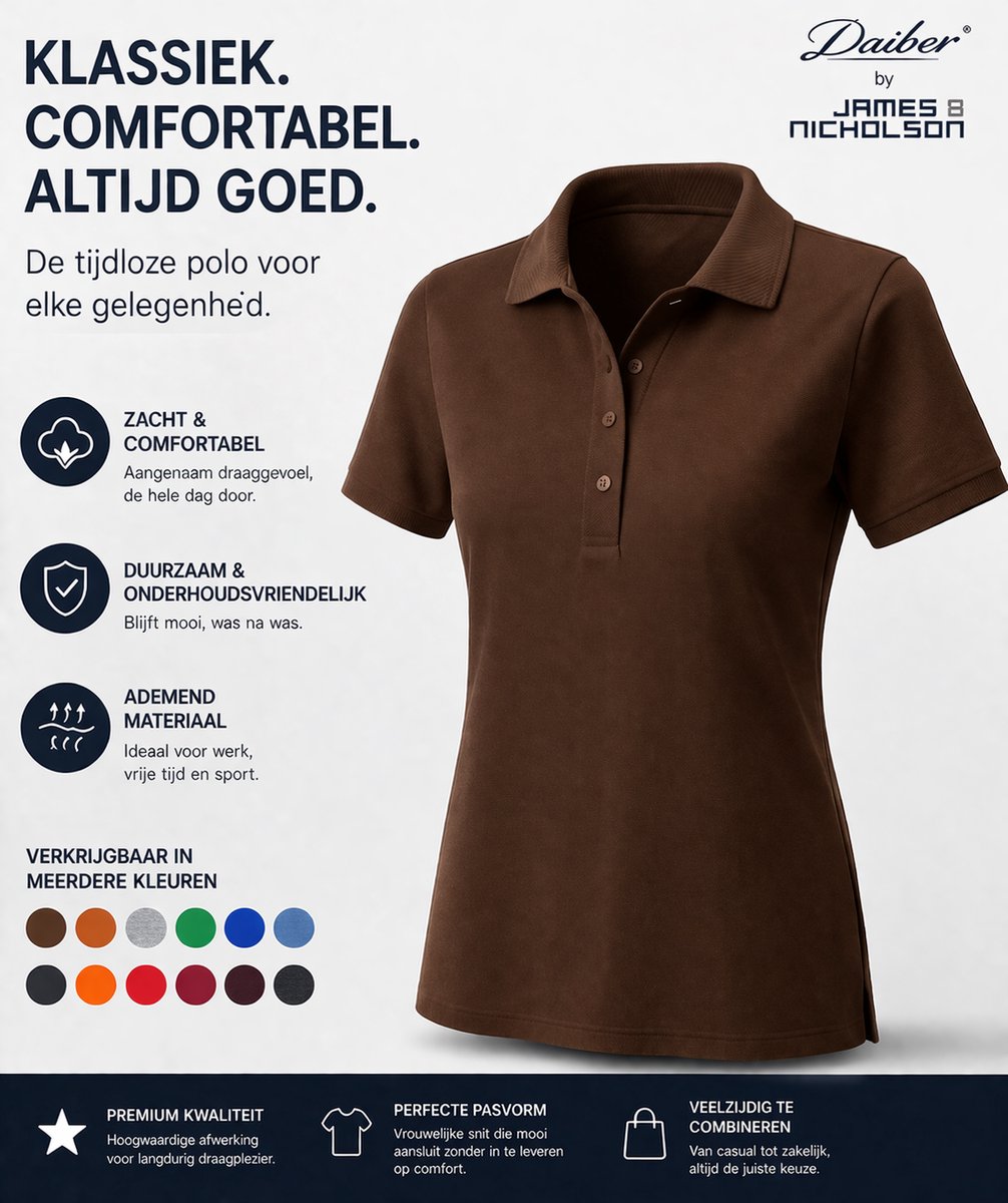 James and Nicholson Vrouwen/dames Basic Polo (Bruin)