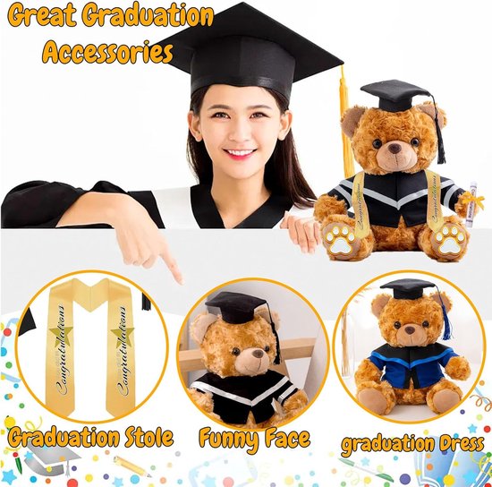 Afstudeerbeer - Teddybeer 2025 - Gepersonaliseerd cadeau geven - Met foto of tekst - 20cm - Kleur 1 — afbeelding 5