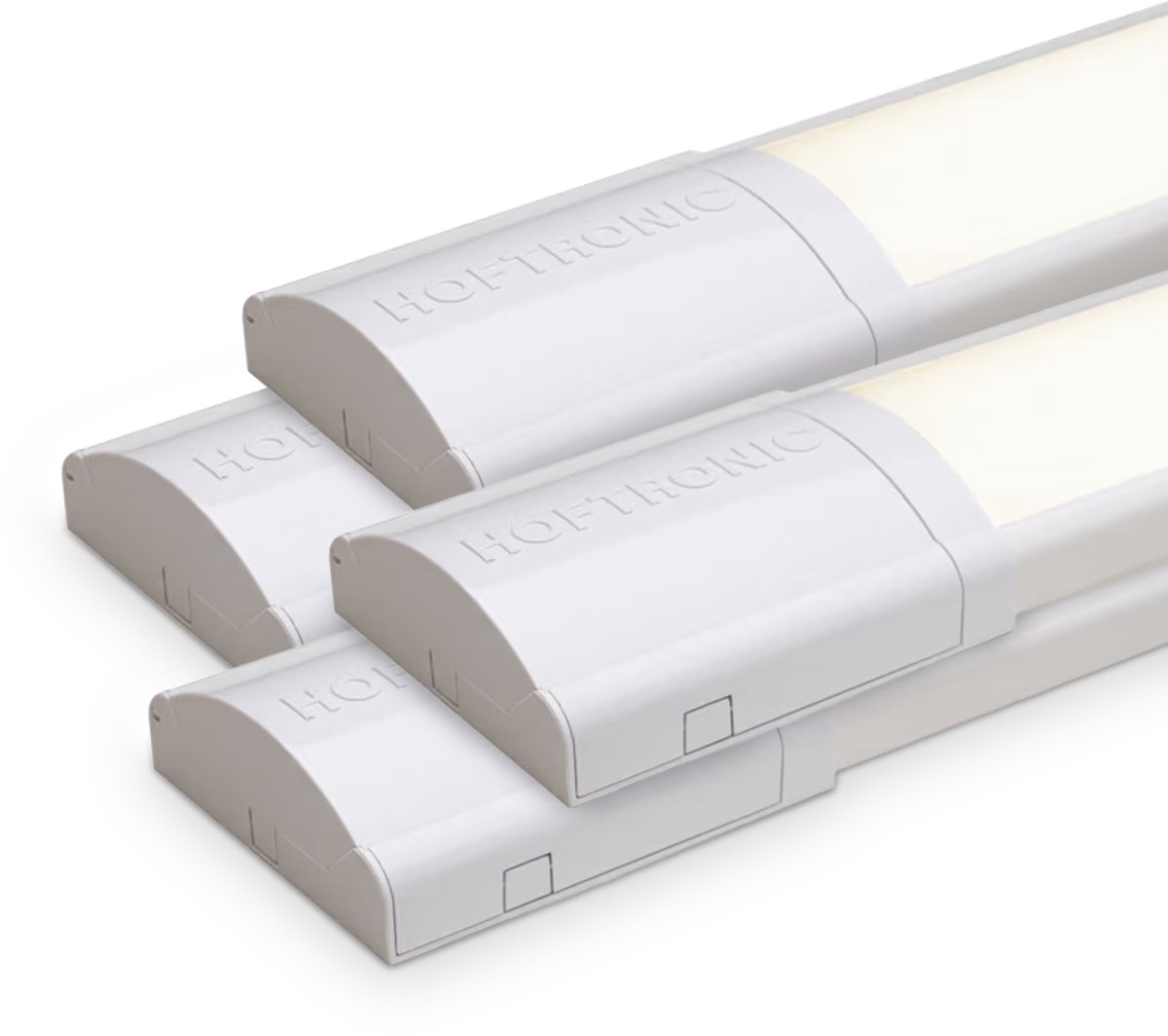 HOFTRONIC Set van 4 LED Batten 120cm – 40W 5600lm – 4000K neutraal wit – Koppelbaar – Flikkervrij – IP20