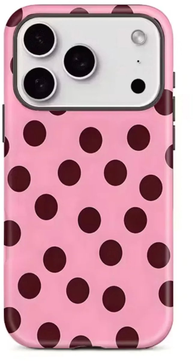 Roze Telefoonhoesje – Geschikt voor iPhone 13 – Stippen Print - Harde Polka Dot Case – 4 Season Must Haves