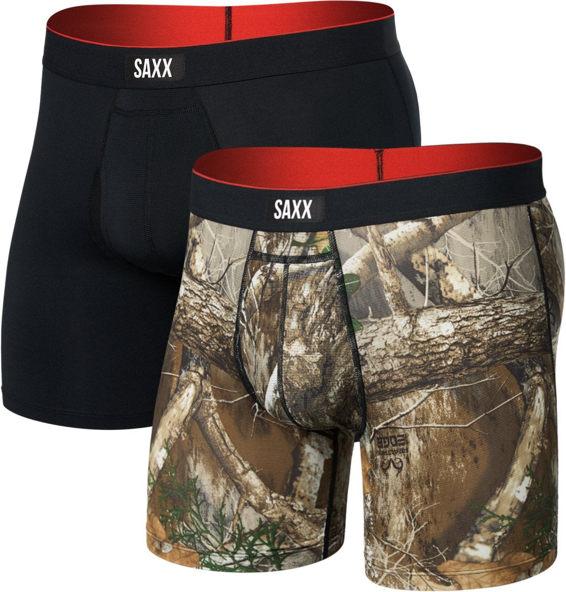 SAXX Heren Boxershort Multi-Sport Mesh - Boxer met BallPark Pouch® PRO - Sport Ondergoed met kortere pijp - REALTREE EDGE/ZWART - L