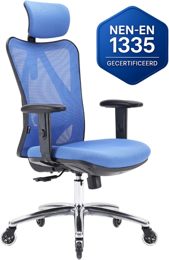 OfficeSense OS1000 Ergonomische Bureaustoel – NEN-EN 1335 - Bureaustoelen voor volwassenen - Verstelbaar - Incl. Verbeterde Wielen – Blauw
