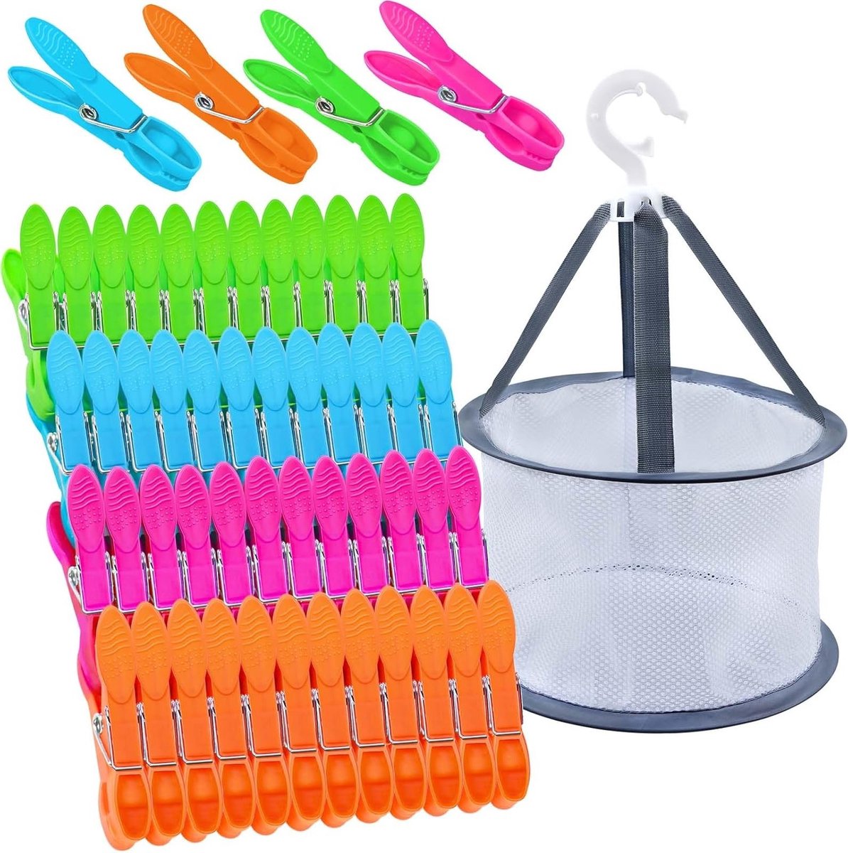Kleurige Plastic Wasknijpers - Stevige Antislip Klemmen voor Handdoeken, Kleding en Sokken met Windbescherming - 48 Stuks