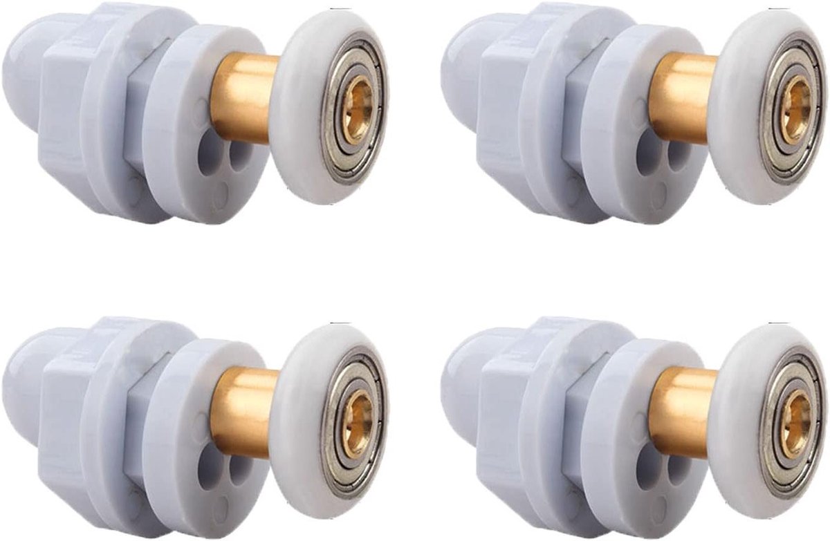 4 Stuks Douchedeur Rollen, Koper Rod Pulley, Sterke Laadcapaciteit, Ultra Stille Vervangingen voor Glazen Schuifdeuren, Ideaal voor Badkamer en Douchetoepassingen (19mm)