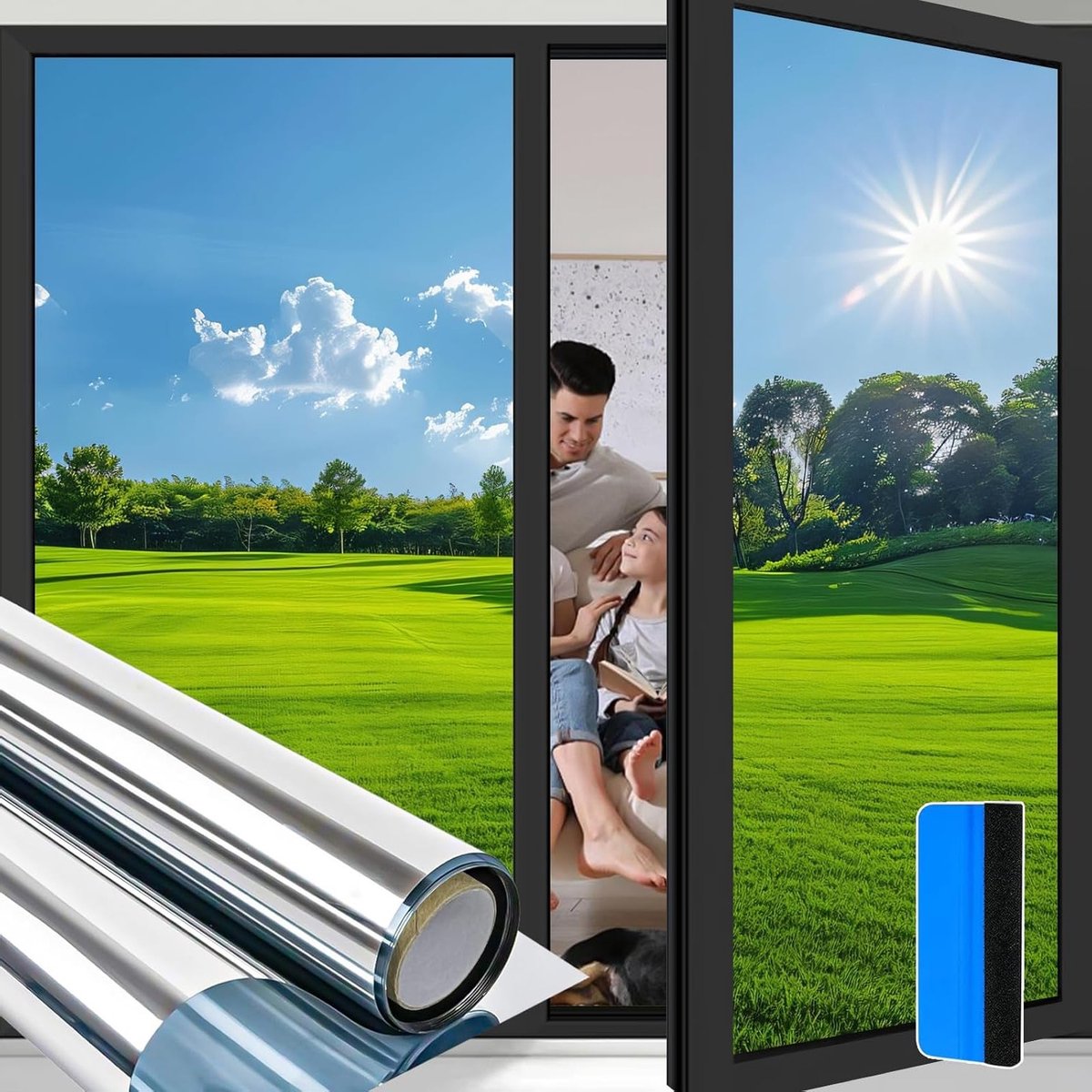 Privacy Raamfolie Eenzijdige Spiegel Zelfklevende Folie voor Privacy, Anti-Glare, Warmte-