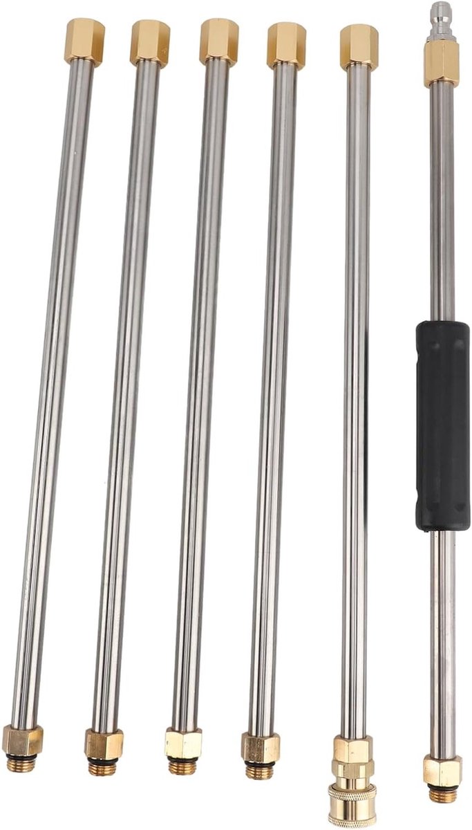 Allecto- Hogedrukreiniger Extension Wand RVS Power Washer Lance Dak - 90 Inch - 6 stks - Geschikt voor Dakreiniging - Roestvrij staal Laag - Aluminium Kraan Extender - Hogedruk Waterpomp Accessoire