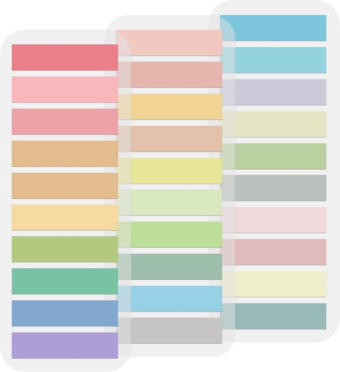 Set van 600 Zelfklevende Strips, 3 Stijlen Heftige Notities, Plaknotities in Pastelkleuren voor School en Boekenmarkeringen