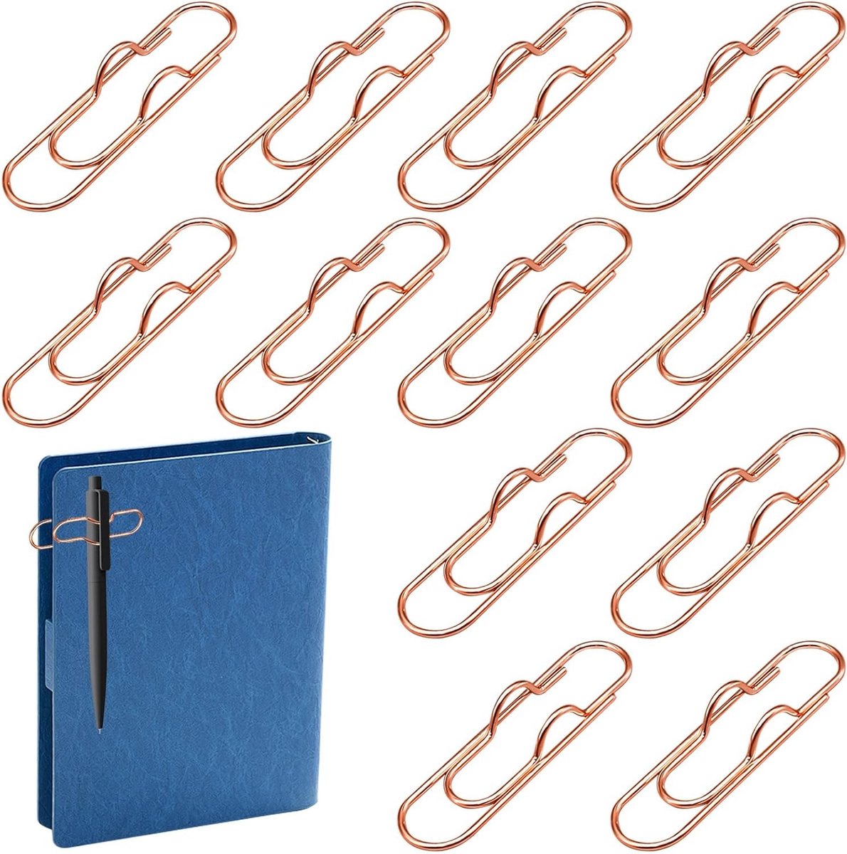 Multifunctionele Pen Clips - 12 Stuks, Decoratieve Organizer voor Notebooks, Bookmark en Bureau Accessoire in Roségoud