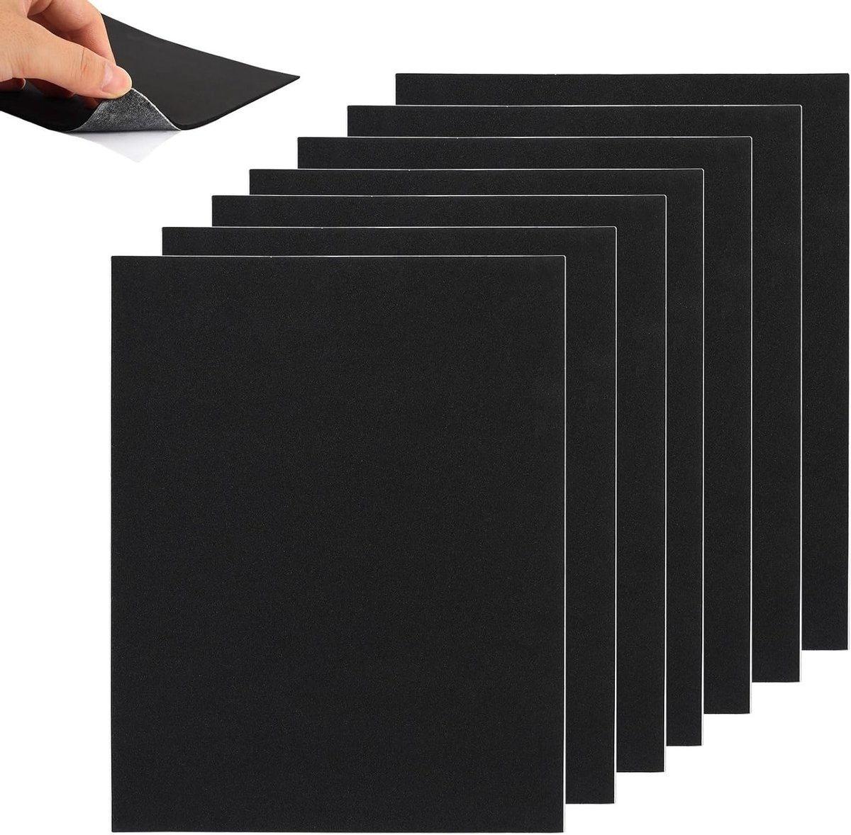Set van 7 Zelfklevende Schuimvellen, 250x200x3mm Isolatie Schuim Pads, Antislip Vloerbescherming en Shockproof Meubel Pads in Zwart