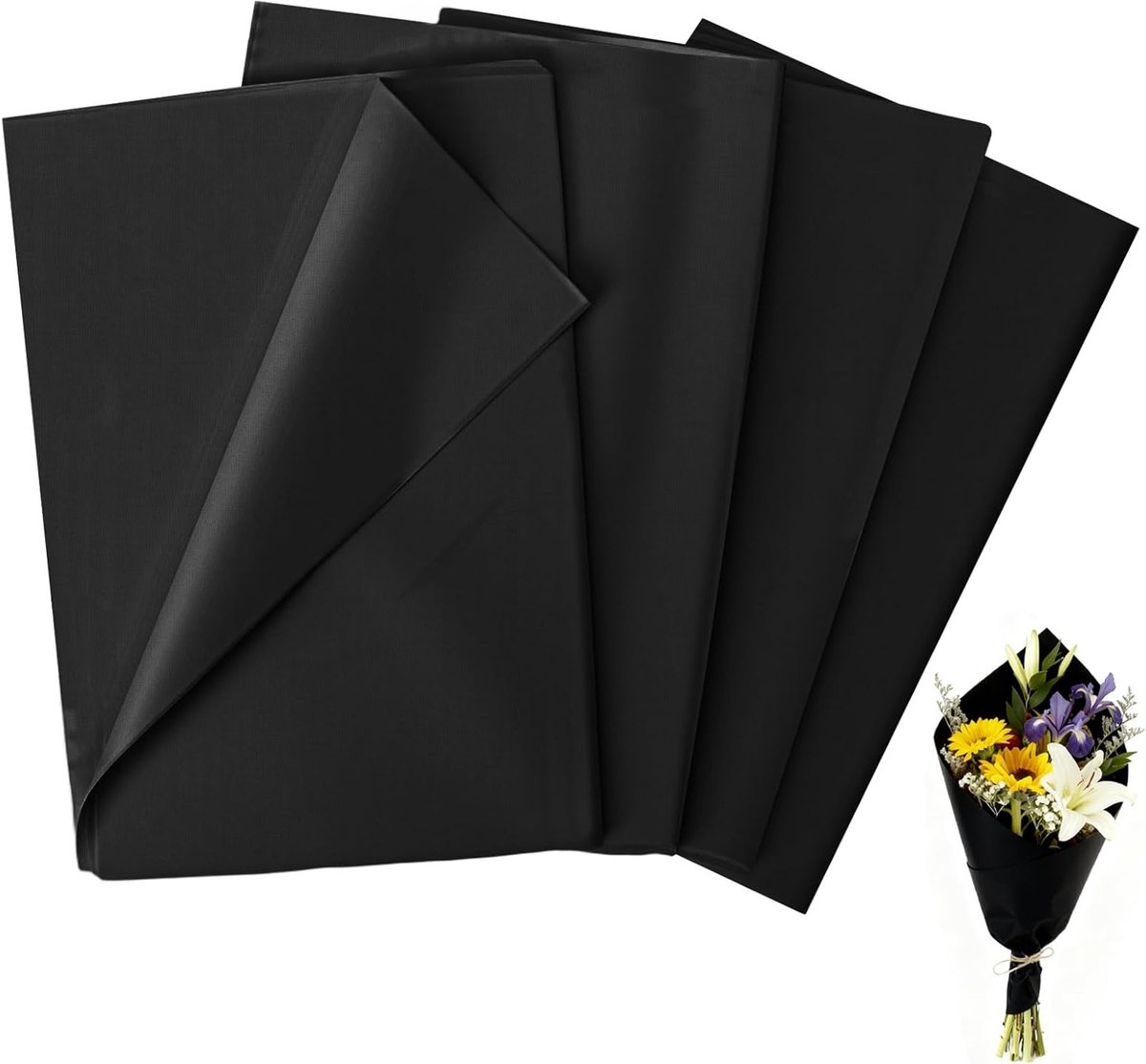 50 Vellen Tissuepapier 50 x 70 cm - Verpakkingsmateriaal voor Cadeaus, Bloemen, Bruiloften en DIY Projecten - Zwart Cadeaupapier voor Feestdagen en Creatieve Klussen