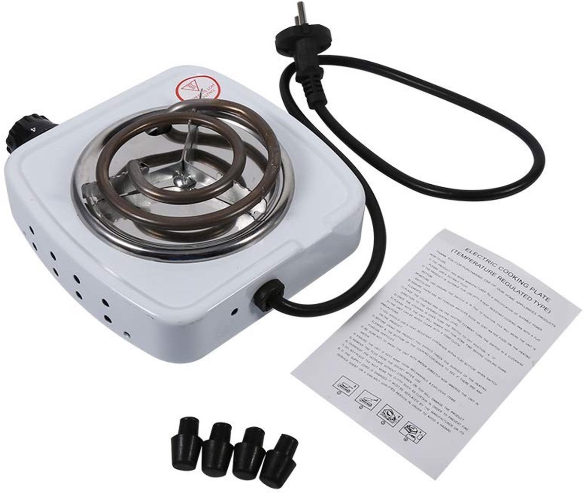 Store_8 - Elektrische Kookplaat - Kookplaat 500 W - Compact en Lichtgewicht - Wit - Verwarmingsplaat voor Thuis - Geschikt voor Koffie en Soep