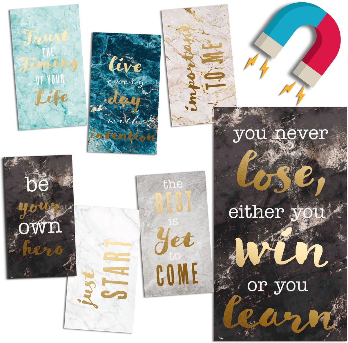 NTHProducts - Magnets Parent new - Unieke magneten - Sterke grip - Marble - Inspirerende koelkastmagneten - Perfect voor thuis - Marble