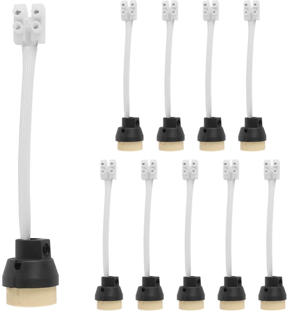 ONF3 - GU10 Lamp Fittingen - 10 Pack met 15 cm Kabel - Keramische Lampvoet - Connector - Geschikt voor verlichting - Ideaal voor thuisgebruik - ...