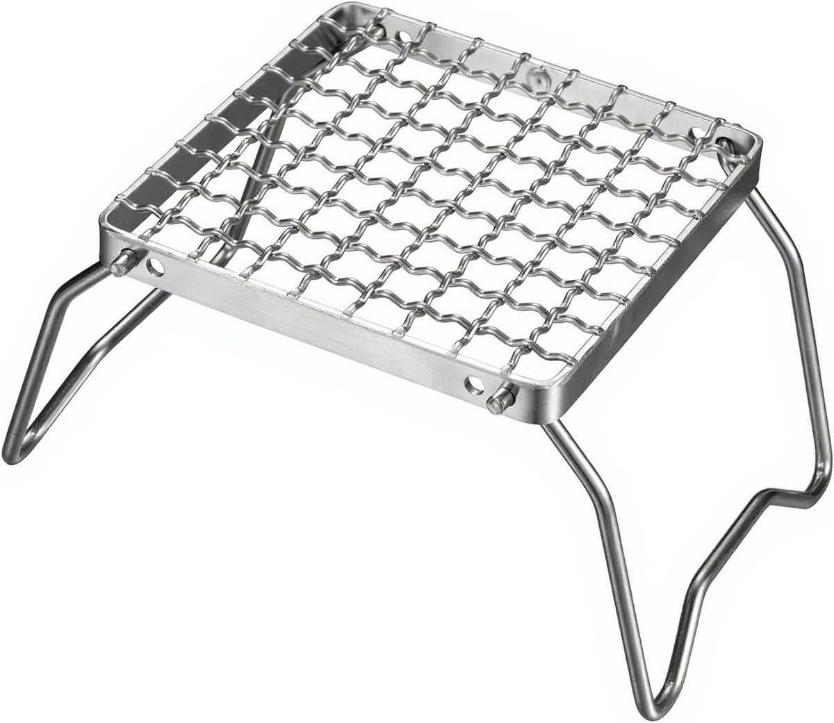 Vouwbare Grillrooster voor Kamperen, 16×16cm Mini RVS Kookstand, Draagbare BBQ Grill voor Buiten, Perfect voor Hiking, Picknicks en Avontuurlijke Reizen