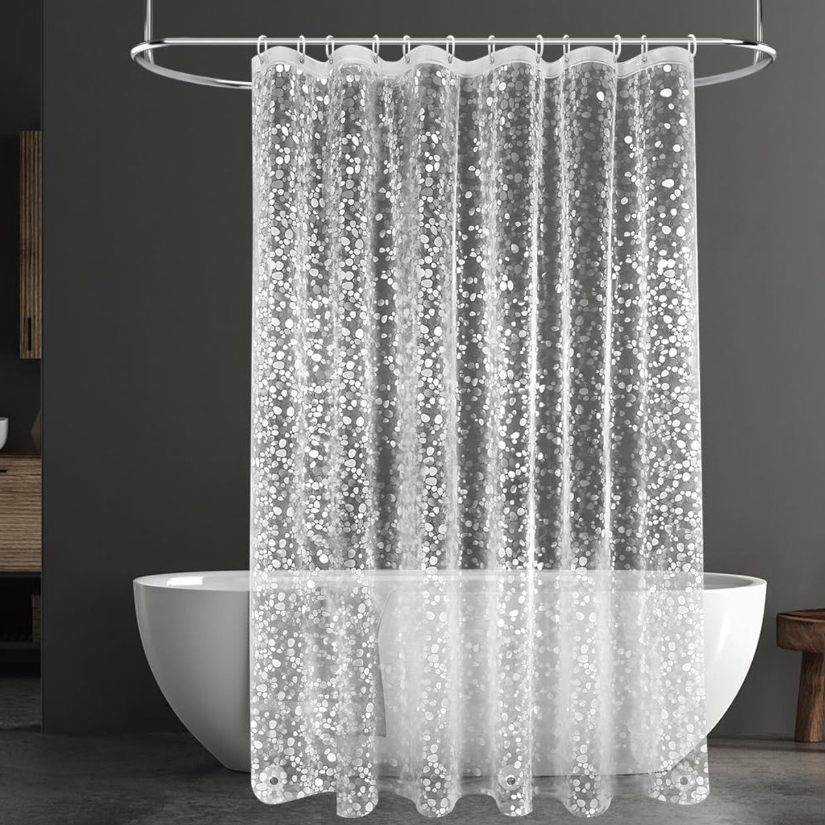 Waterdichte Douchegordijn van PEVA, Schimmelbestendig en Transparant, Inclusief 12 Haakjes - Ideaal voor Badkamer en Douchecabine, 180x180cm
