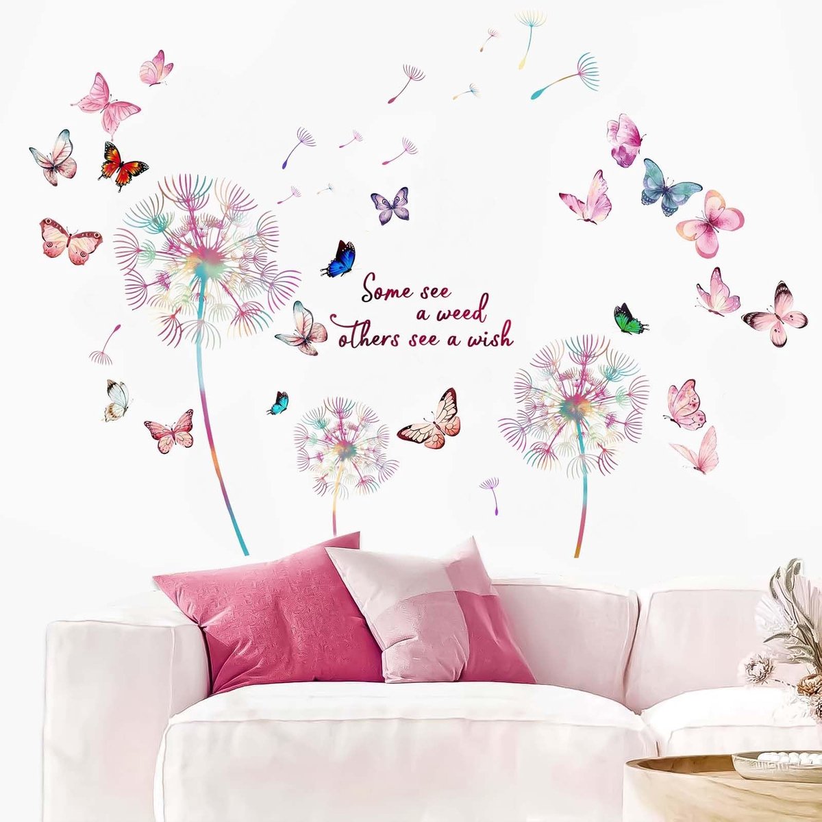 aladdien - Muurtattoo Paardenbloem - Kleurrijke muursticker voor kinderkamer - DIY Muur Decoratie - Geschikt voor binnen - Zwart - Prachtige muursti..