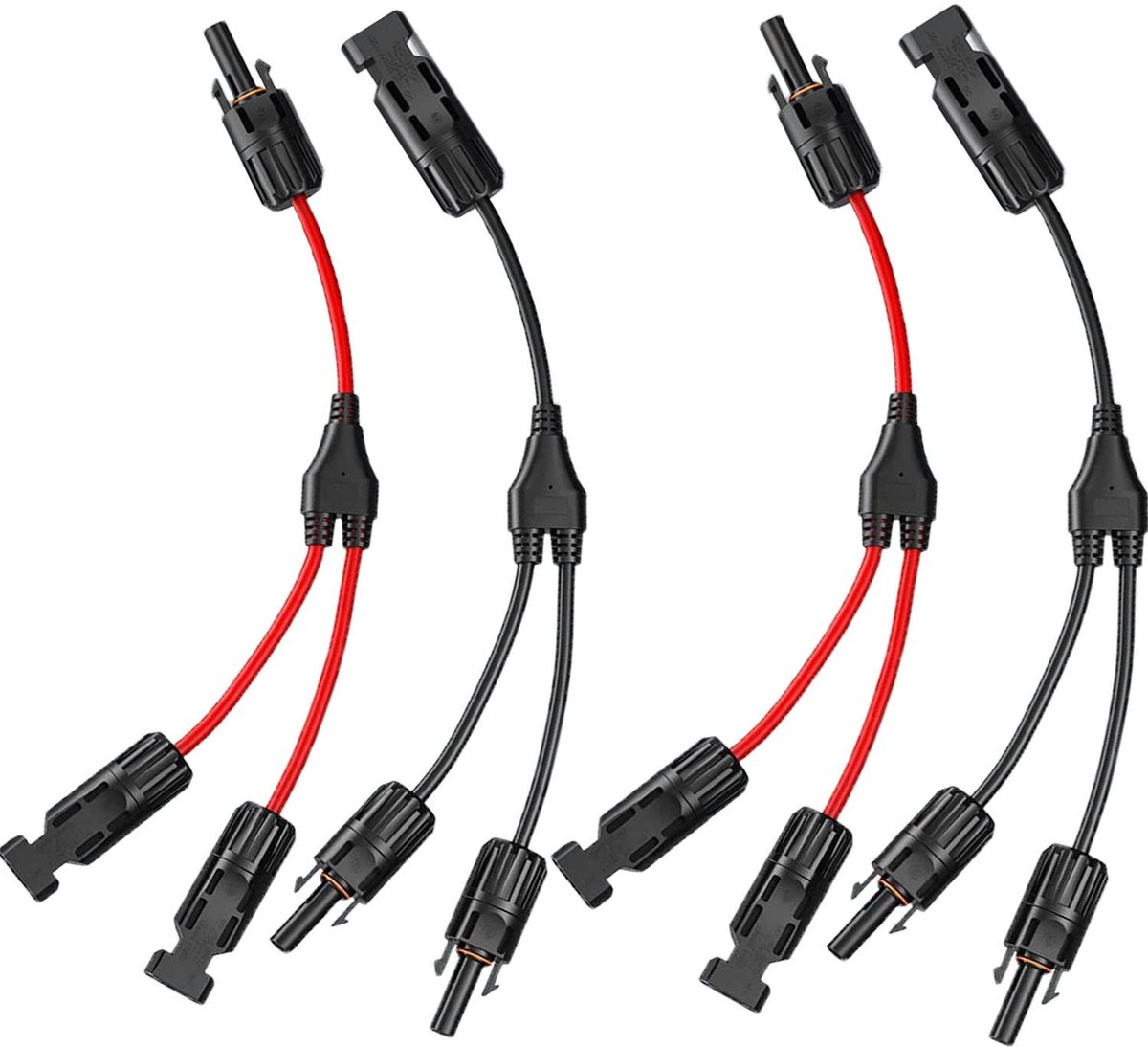RUNCCI-YUN 4 Pack Y-Plug Solar Cables - Stevige Solar Connectoren voor Panelen