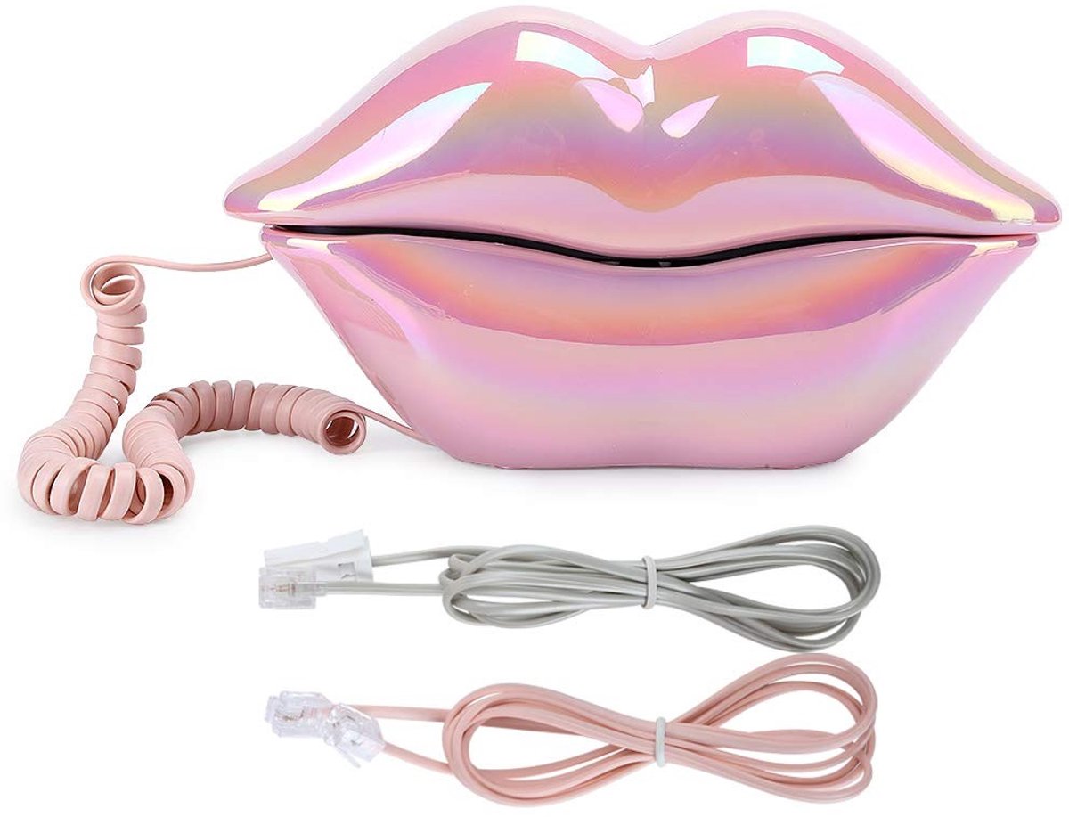 Retro Lip Phone - Unieke Vintage Desktop Telefoon met Hangende Hoofdtelefoon
