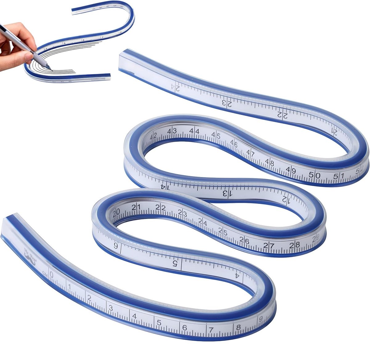 Allecto - Buigbare Curve Liniaal - Professionele Ruler voor Naaiwerk - 60cm - Tekeningen - Houtbewerking - Precisie - Geschikt voor Creatieve Proje..