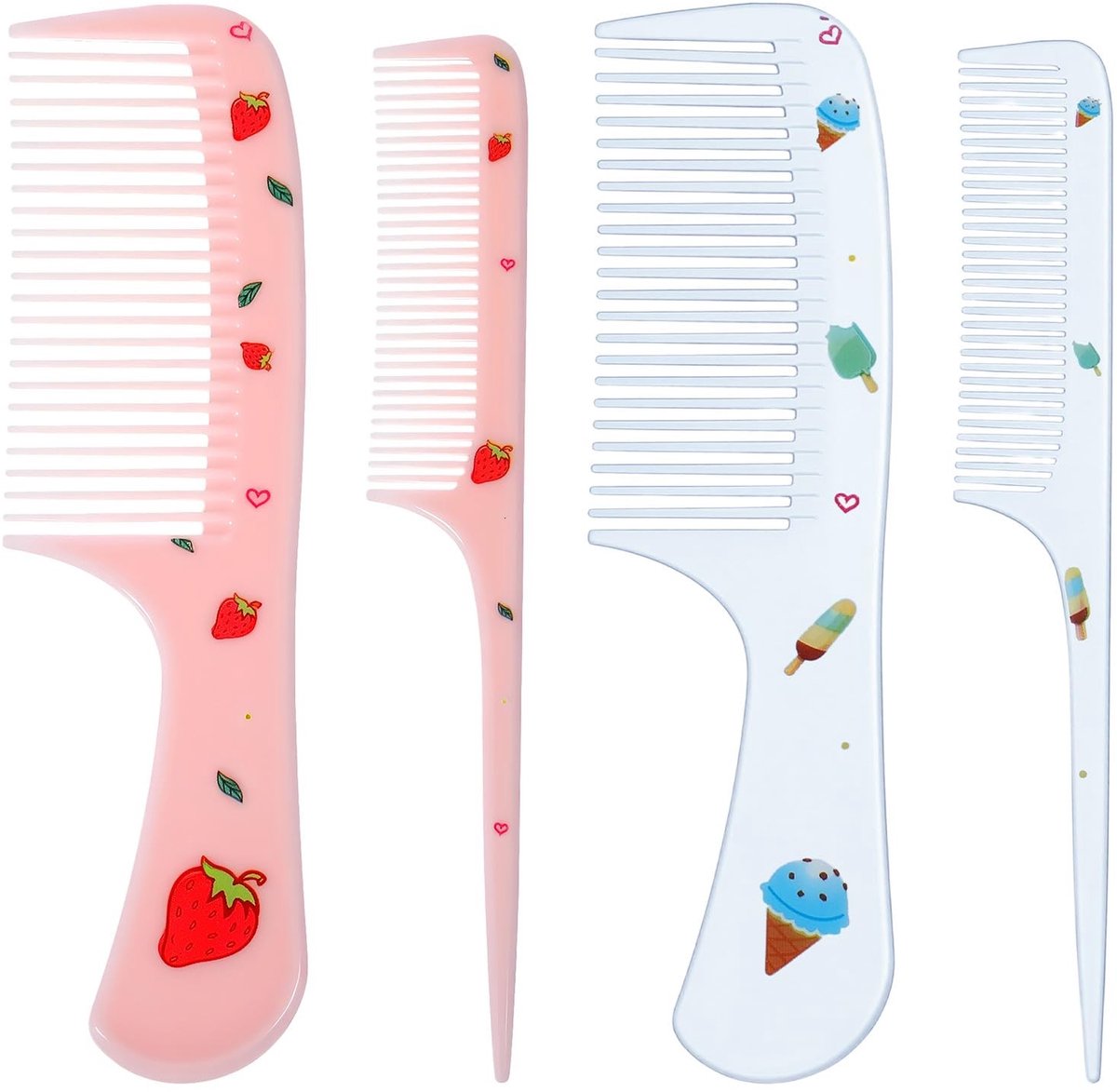 Set van 4 Schattige Haar Kammetjes voor Meisjes - Roze en Blauw