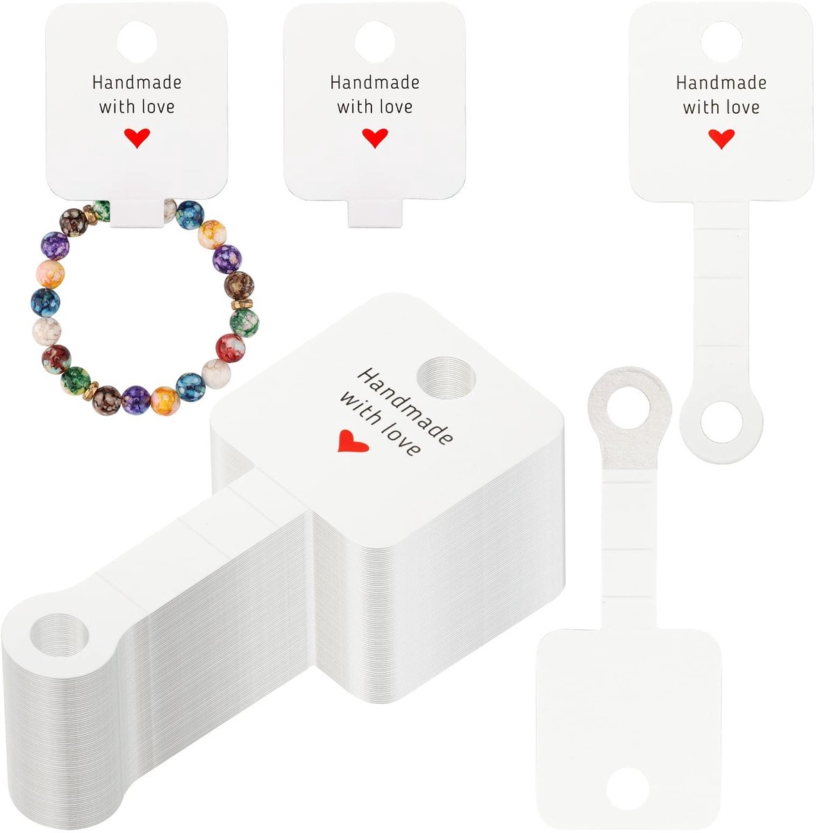 aladdien - Zelfklevende Displaykaarten - Perfect voor Sieraden - 100 Stuks - Kraftpapier - Voor Oorbellen en Halskettingen - Handig in Gebruik