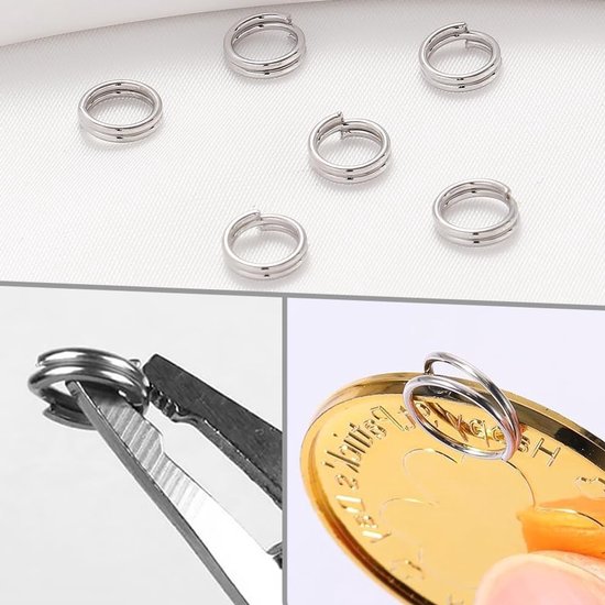 400 Stuks Splitringen 6/8/10/12mm, Mini O Ringen met Dubbele Lussen voor Sleutelhangers, Sieraden, Armbanden en DIY Projecten — afbeelding 3