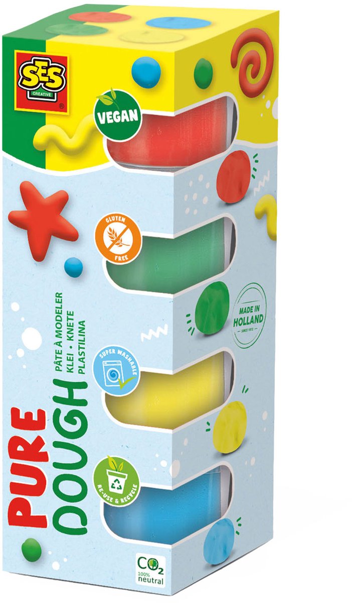 SES Creative - Feel Good Klei - Pure (4x90g) - Vegan en Glutenvrij - Herbruikbaar - Uitwasbaar - Vanaf 1 jaar — afbeelding 6