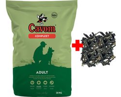 Cavom compleet Adult - geperste brokken - 20kg + Pawty Pens Gezonde Hondensnack Voordeelverpakking (1 KG)