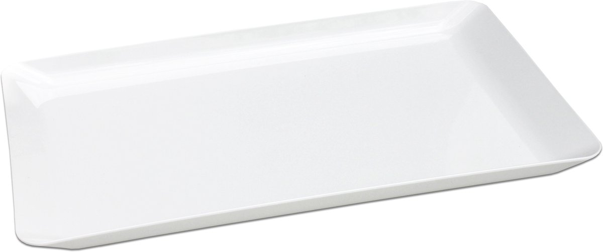 Serveer tray kunststof wit 24x38cm dienblad voor snacks en drankjes.