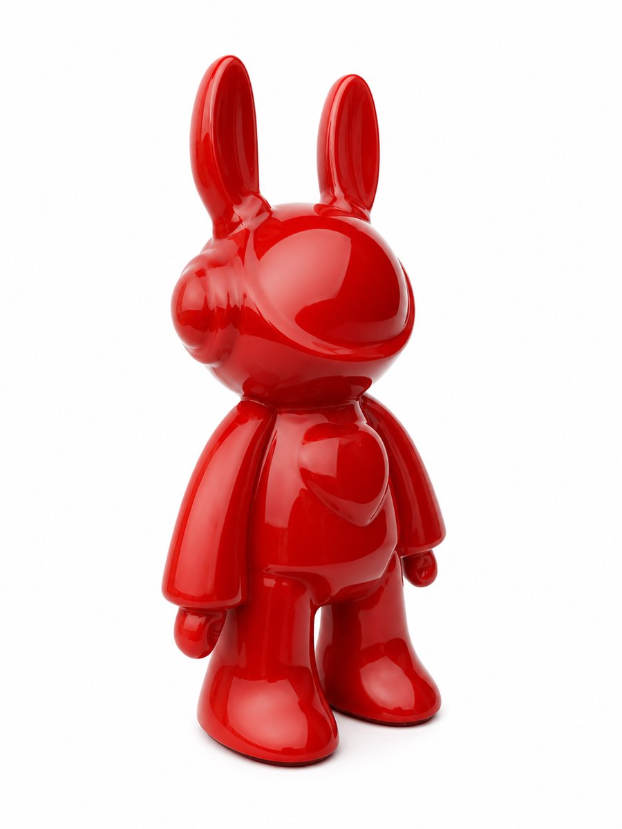 Konijn Spaarpot Oranje - Rood 27 cm – Glanzend – 15 cm Breed – Decoratief