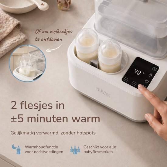 Nuvani 8-in-1 Flessen Sterilisator met Droogfunctie – Steriliseer & Droog 6 Babyflessen – Inclusief Flessenwarmer, Stoomkoker & Accessoires — afbeelding 4