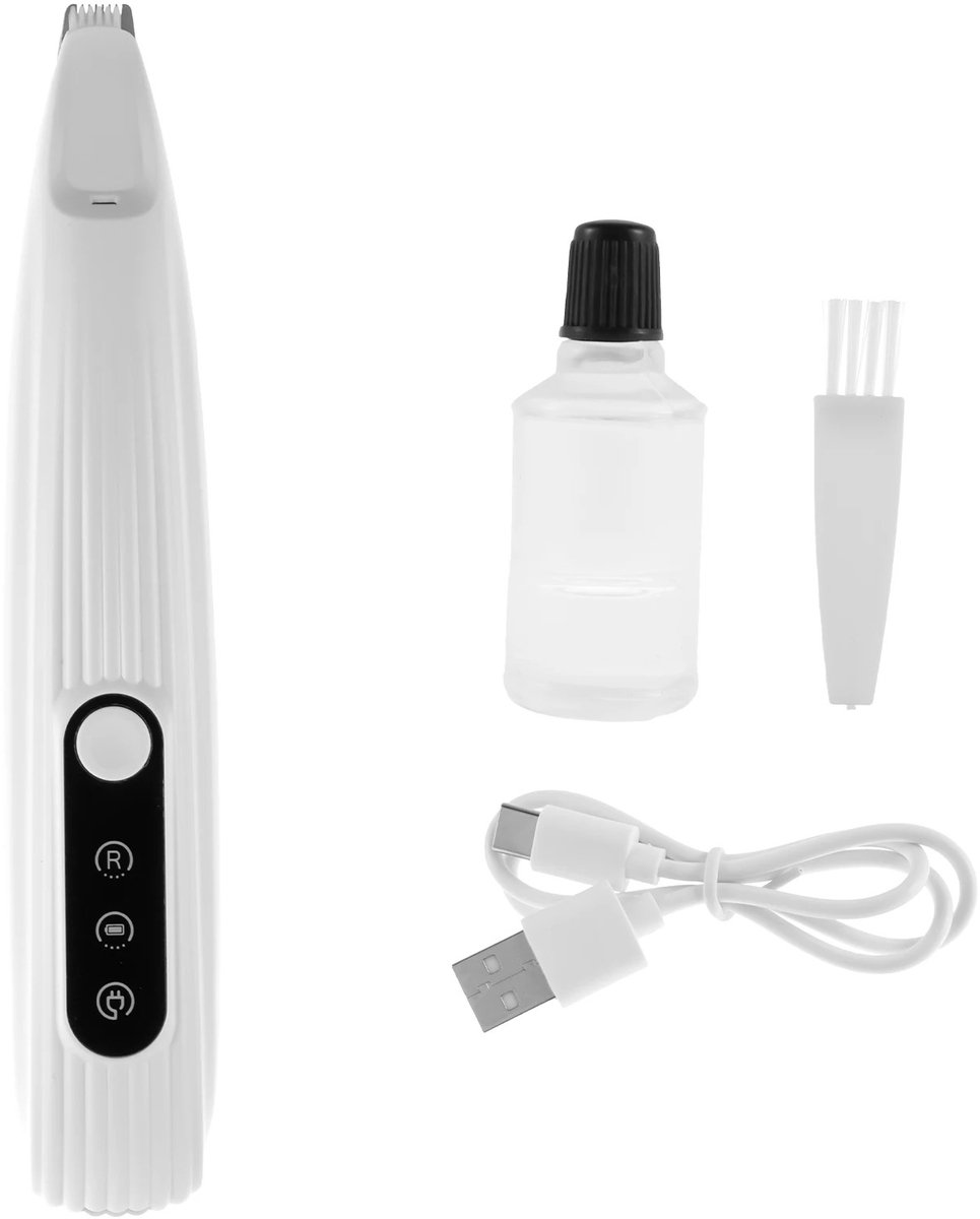 Pelor Hondenpoottrimmer met LED Licht - Stille Draadloze Tondeuse voor Honden en Katten - Oplaadbare Trimmer Wit