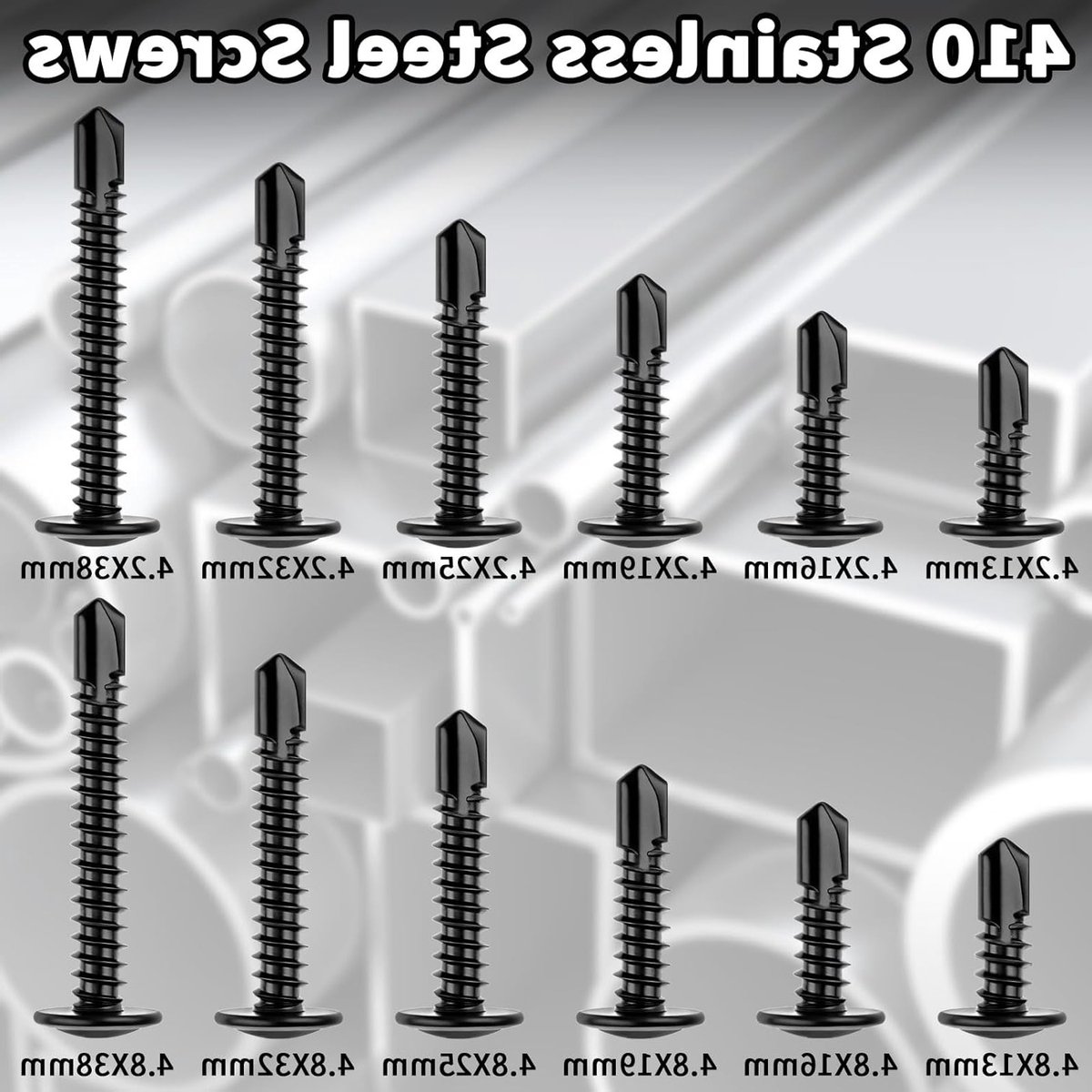 Boorschroeven Plaatschroeven - Zelftappende Schroeven Metaalschroeven - Huisreparatie Montage - Zelfborend Ontwerp Roestvrij Staal - M4.2x19mm 80 Stuks - Zwart