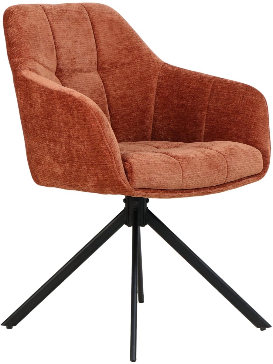 Eetkamerstoel S330 roestkleur terracotta stof – draaibaar met armleuningen
