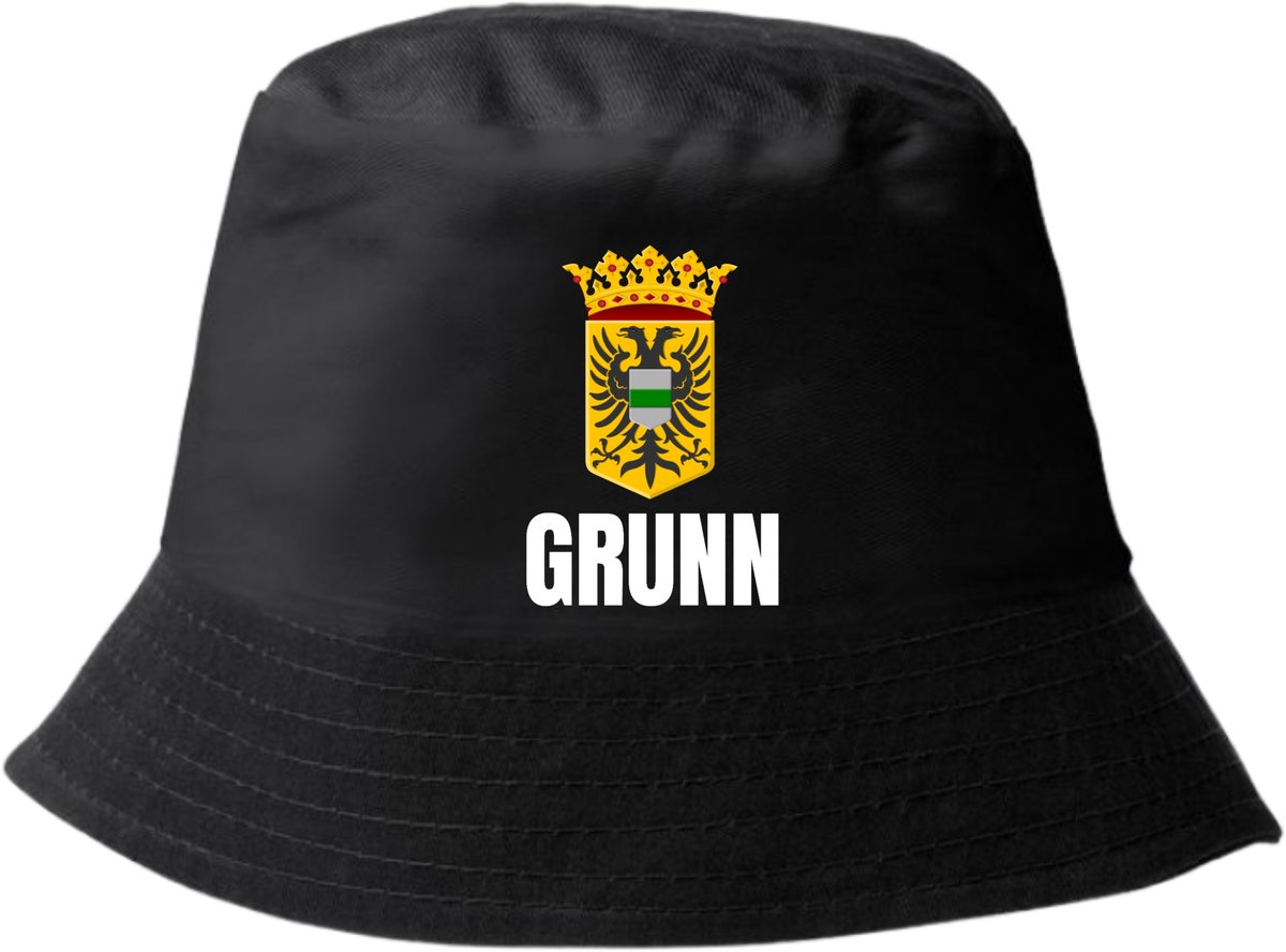 Bucket Hat Grunn - zwart - Groningen - wapen van Groningen - festival - evenement