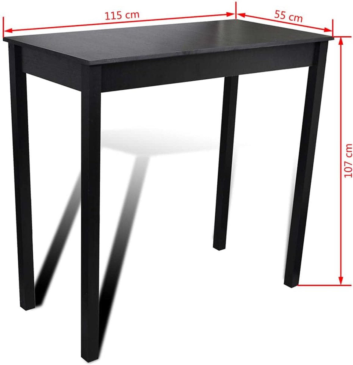 Barset Bartafel met 4 Barkrukken 120x60x100 cm – Zwart Industrieel Bistroset voor Balkon, Tuin & Keuken met Rugleuning en Comfort Zitting – Ruimtebesparend 5-delig Meubelset – HomebyNicole