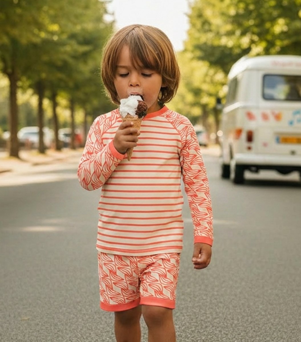 Ducksday - Zwemshirt voor kinderen - UV - werend UPF50+ - Rashguard met lange mouwen - unisex - Ondo - 134/140