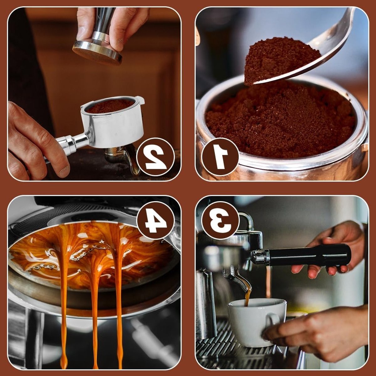 Bodemloze zeefhouder 51 mm voor espressomachines, koffiefilterhouder met houten handvat en roestvrijstalen filtermand, ideaal voor barista's en koffieliefhebbers — cadeau in Kookcadeaus - foto 6